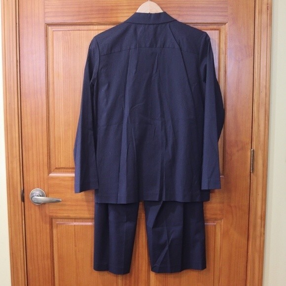 Co & Eddy Pin Stripe Wide Leg Pant Suit Vintage 90s 12/Medium - Picture 5 of 16